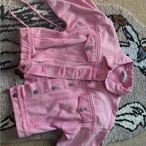 Pink Women's Denim Jacket - Stylish Cropped Coat